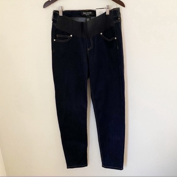 Savi Parker Maternity Jeans Size 29 NEW Dark Blue Wash Low Panel Stretch Waist - Picture 1 of 8